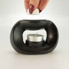 Ceramic Zen Oil Burner - Oval Pebble - Matt Black product image 4