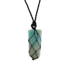 Laced Gemstone Flat Point Pendant - Amazonite product image