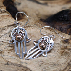 Silver & Gold Earring - Hamsa product image 5
