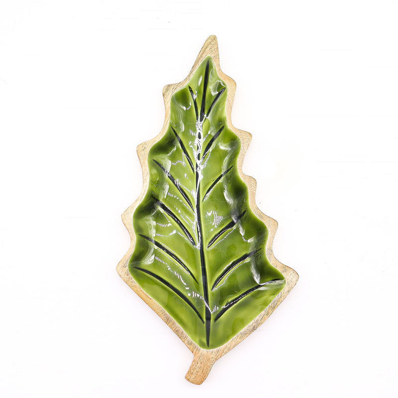 Lost in the Forrest - Enamel Leaf Wooden Bowl - 33x17cm product image