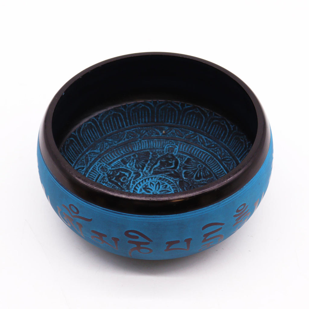 Earth Powder Singing Bowl - Blue Mantra Five Buddha - 16cm product image 2
