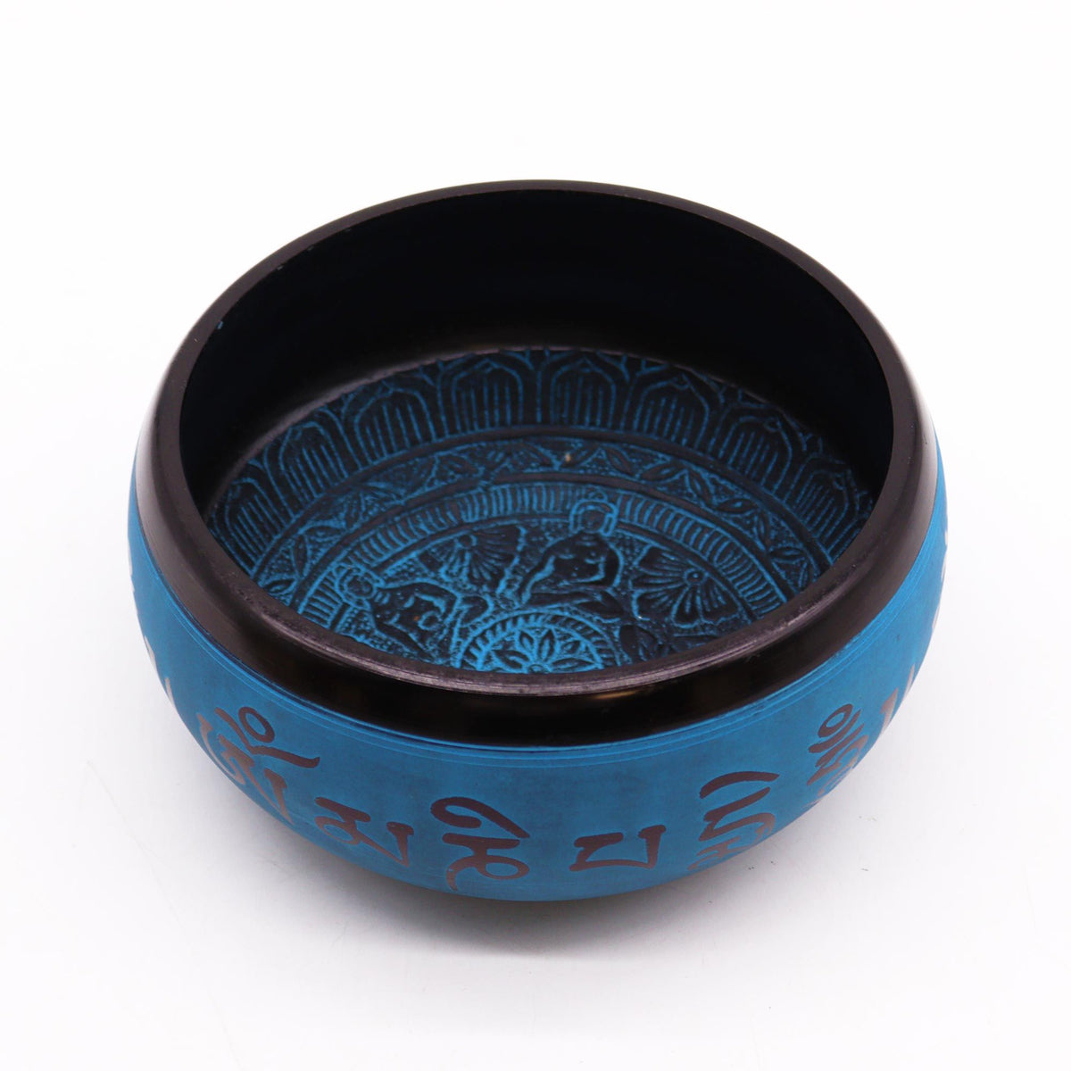 Earth Powder Singing Bowl - Blue Mantra Five Buddha - 16cm product image 2