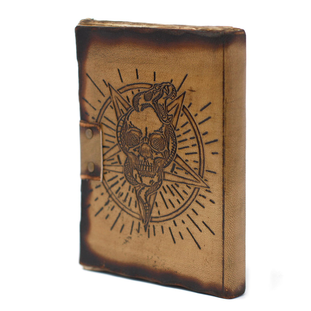 Leather Pentagon & Skull with Burns Detail Notebook (7x5") product image 8