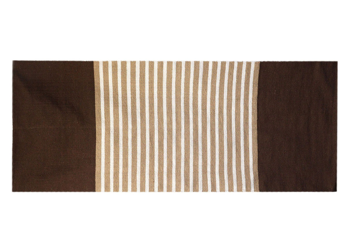 Indian Cotton Rug - 70x170cm - Dark Brown / Beige product image