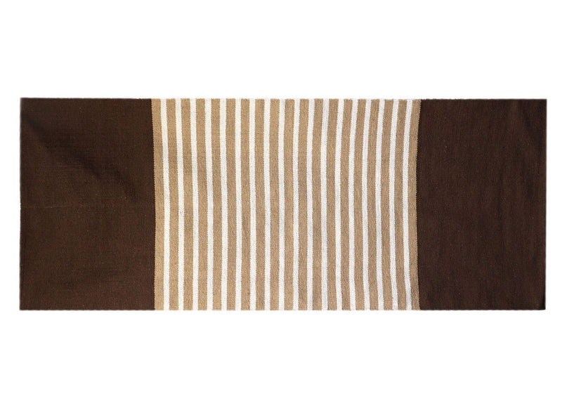 Indian Cotton Rug - 70x170cm - Dark Brown / Beige product image