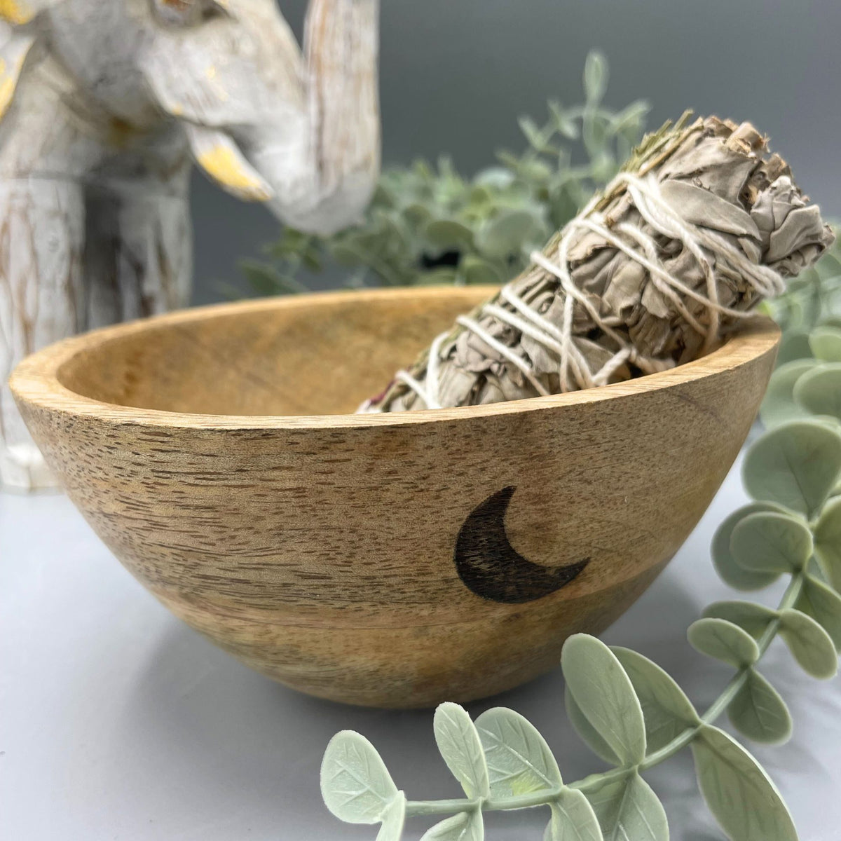 Wooden Smudge and Ritual Offerings Bowl - Three Moons - 13x7cm product image 2