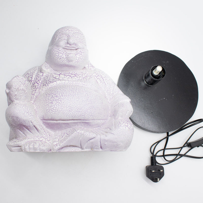 Laughing Buddha Lamp Lavender Crackle - Round Stand product image