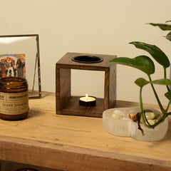 Large Square Mango Wood Oil Burner- Pentagon product image 5