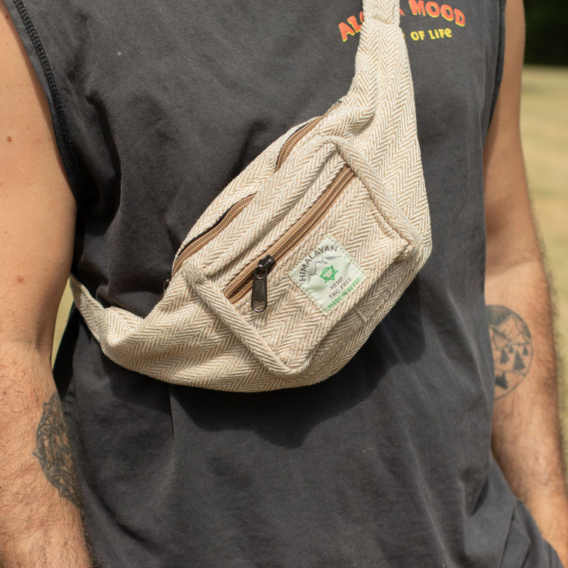 Cotton Hemp Style Belt (or Fanny) Bag - Natural