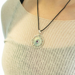 Indian Devotional Pendant - Silver Plated (45cm Cord)- Sun Worship Amethyst product image 3