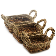 Banana Leaf & Seagrass Square Basket- Set of 3 product image 6