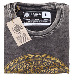 Nomad Sari Stonewashed Cotton T-Shirt – Chakra – Dark Grey – Large product image 2