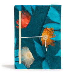 Lokta Bold Floral Notebook – Large (21x15cm) – 45 Leaves – Includes Bookmark – Midnight Blue product image 2