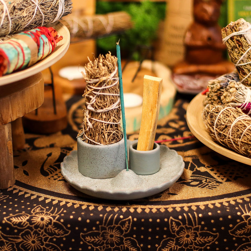 Palo Santo Stick & Smudge Holder - Lotus Flower - Blue product image
