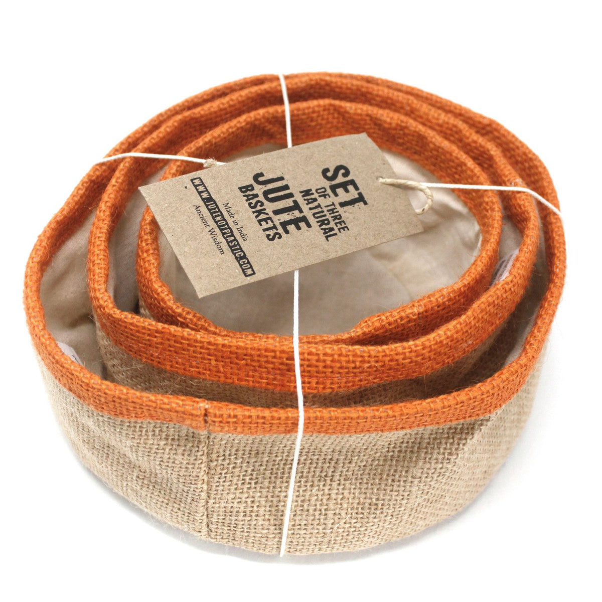 Set of 3 Natural Jute Baskets - Turmeric - product image 2