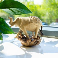 Handmade Parasite Wood Art Carving - Elephant Walking product image 2