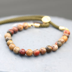 18K Gold Plated Gemstone Moss String Bracelet - Picasso Jasper product image 5