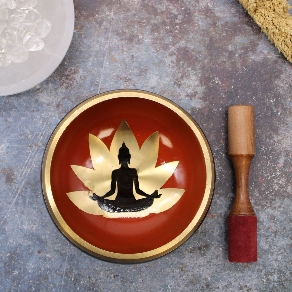 Lrg Buddha Singing Bowl Set- Black/Orange 14cm product image 5