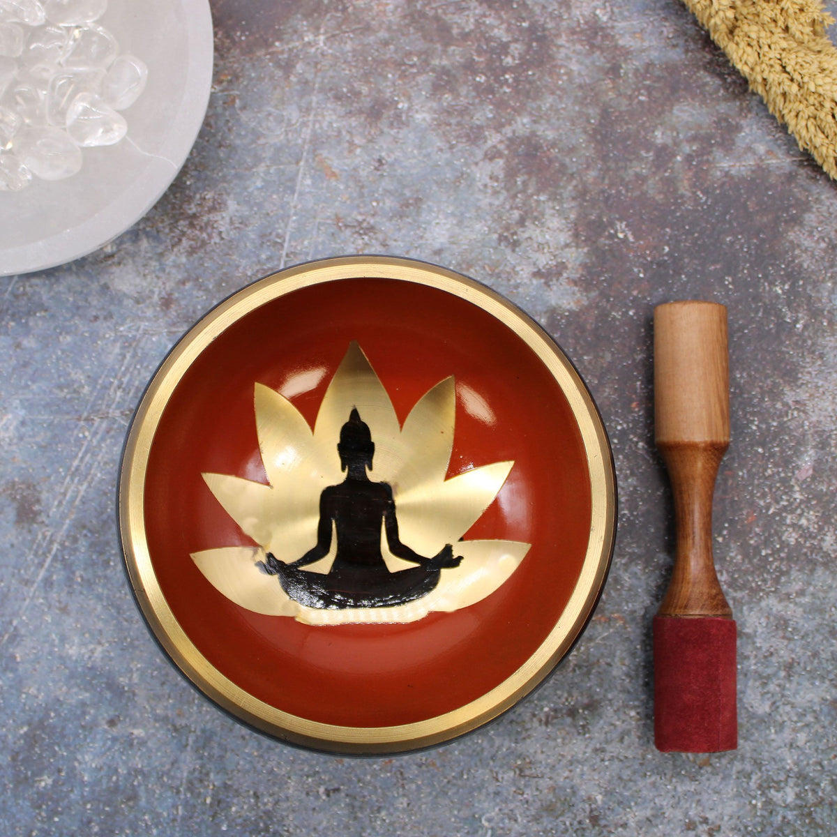 Lrg Buddha Singing Bowl Set- Black/Orange 14cm product image 5