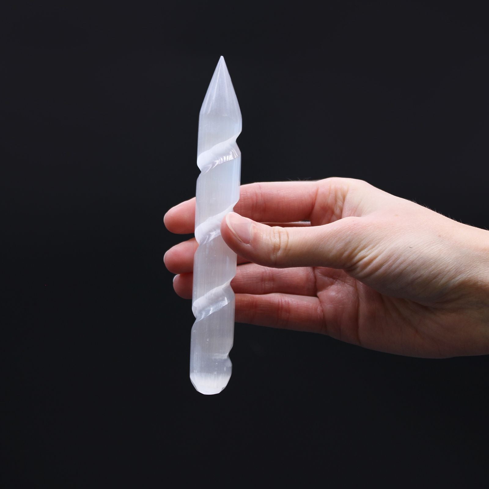 Selenite Spiral Wands - 16 cm (Point One Ends) product image