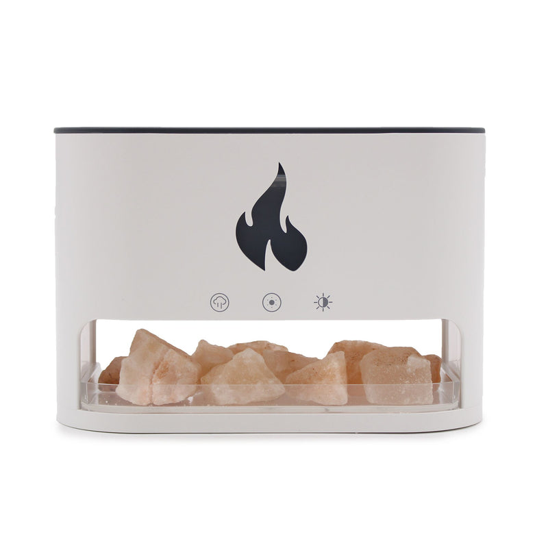 White Blaze Aroma Diffuser - Himalayan Salt Chamber - USB-C - Flame Effect (Salt included) product image
