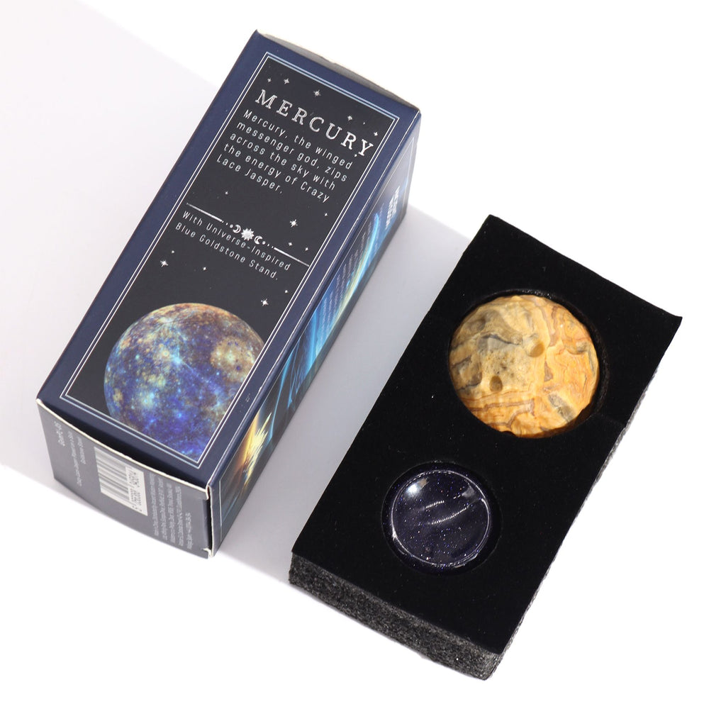Crazy Lace Jasper Planet on a Sola Goldstone Stand (MERCURY) product image 3