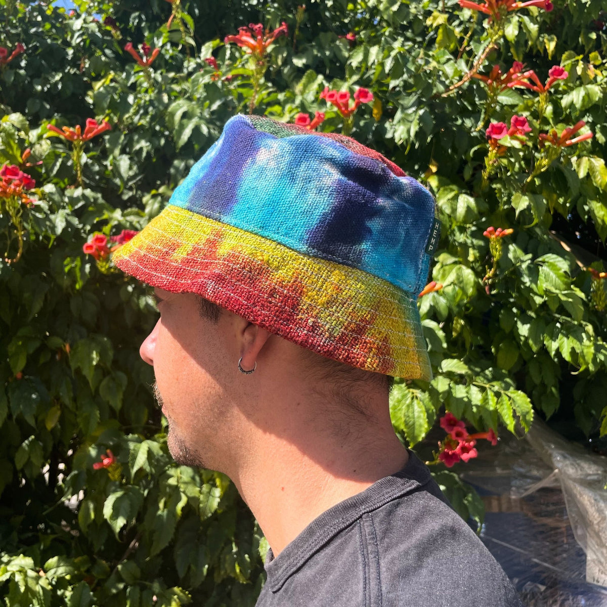Patched Hemp & Cotton Boho Festival Hat - Tiedye product image 3