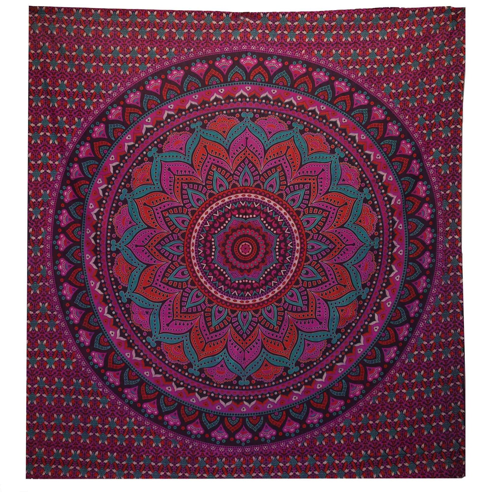 Double Cotton Bedspread + Wall Hanging - Classic Mandala - Purple product image