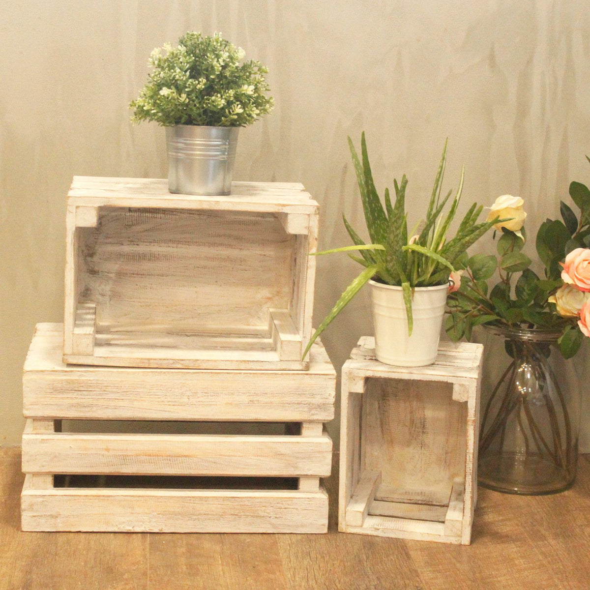 Wooden Storage Crates – Whitewash (Set of 3) product image 5