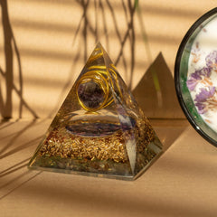 Med Organite Pryamids 7x6cm - Wrapped Amythist - Copper Chips product image