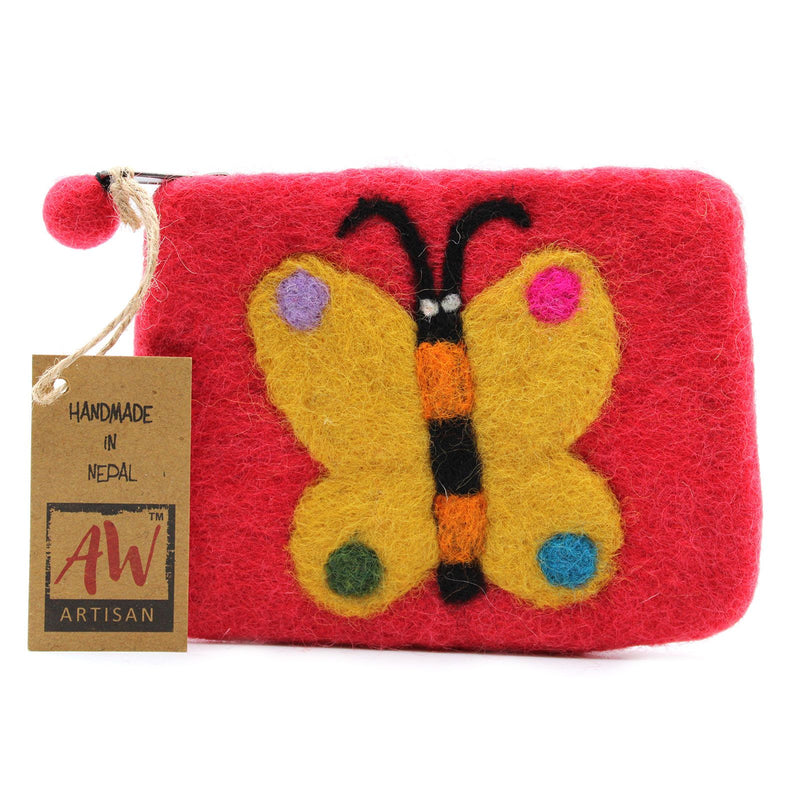 Natural Felt Zipper Pouch (asst) - Big Butterfly product image