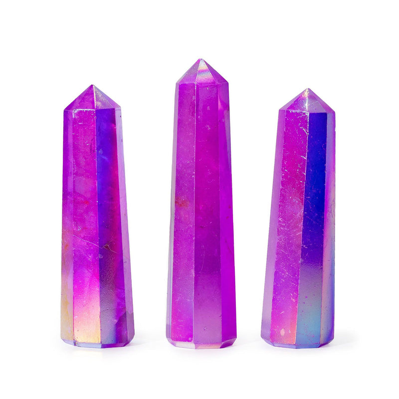 Gemstone Obelisk Point approx 9cm - Aurura Crystal Quartz - Purple product image