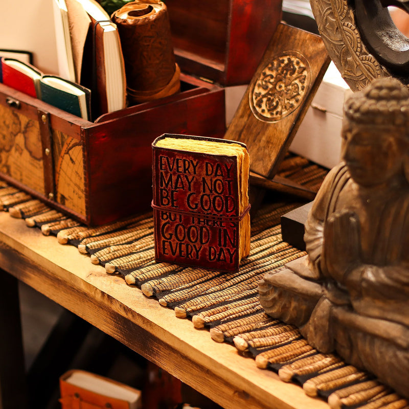 Fat Deckled Edge Leather Notebook – Every Day May Not Be Good (12.7 × 8.9 cm) product image