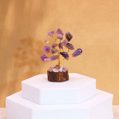 Mini Gemstone Tree On Wood Base - Amethyst (15 stones) product image