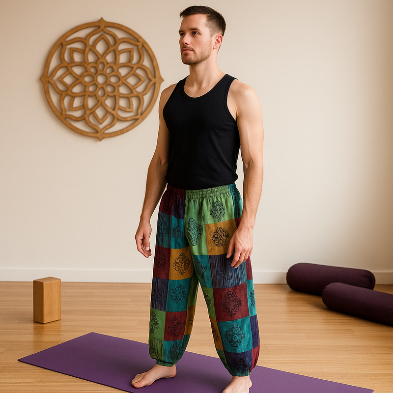 Nomad Sari - Mushroom Pants - Block Print Designs - Green Tones L/XL product image