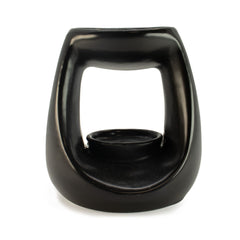 Ceramic Zen Oil Burner - Large Oval Pebble - Matt Black product image
