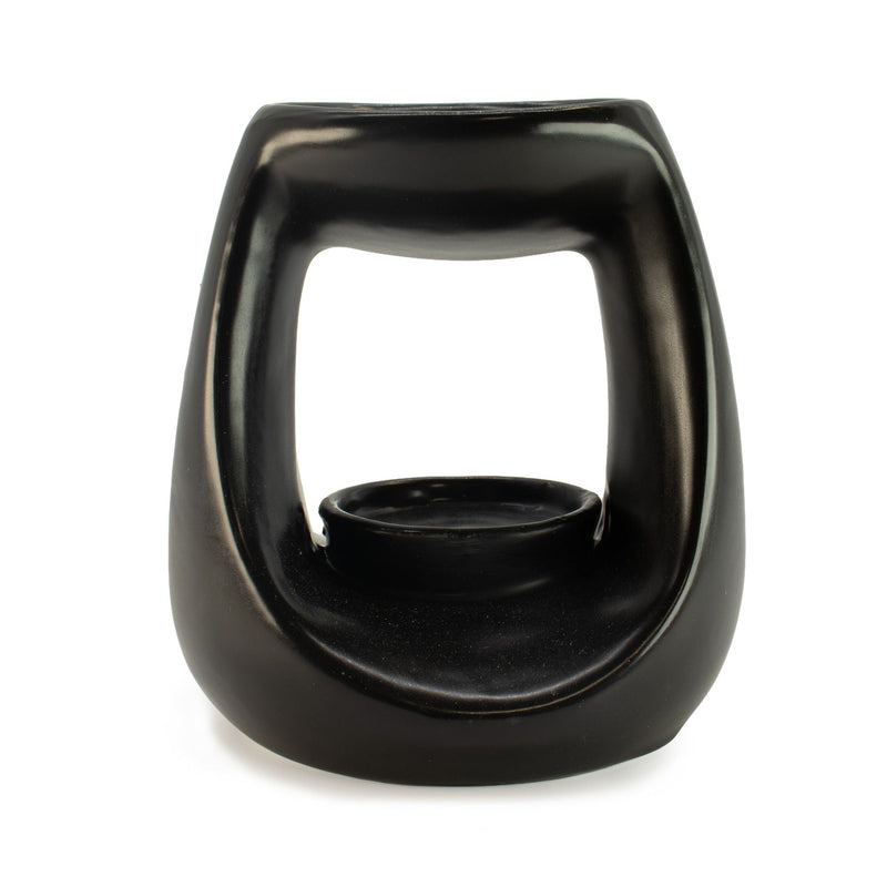 Ceramic Zen Oil Burner - Large Oval Pebble - Matt Black product image