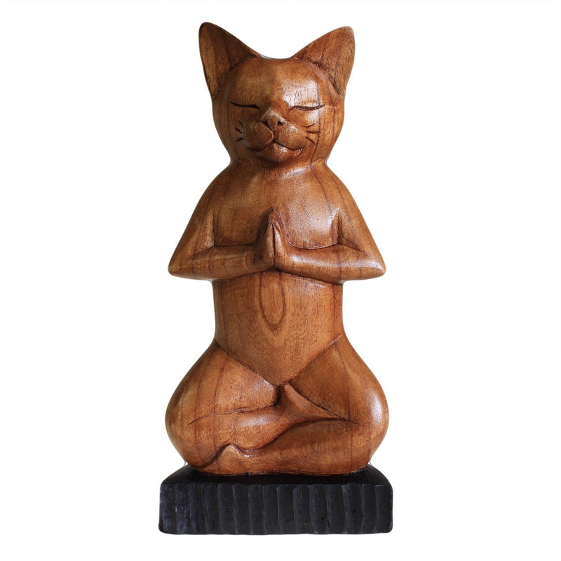 Handcarved Yoga Cats - Lotus product image