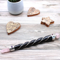 Twisted Healing Wand - Silver Rose Quartz Sphere product image 2