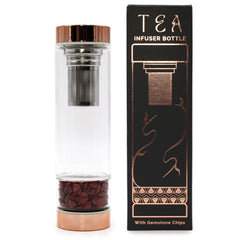 Crystal Glass Tea Infuser Bottle - Rose Gold - Red Jasper product image 4