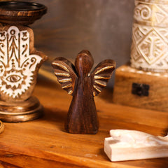 Small Mango Wood Angel - Gold Decor product image 8