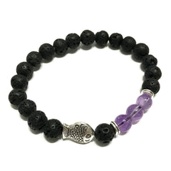 Lava Stone Bracelet - Fish Amethyst product image 2