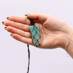 Laced Gemstone Flat Point Pendant - Amazonite product image 3