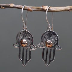 Silver & Gold Earring - Hamsa product image 4
