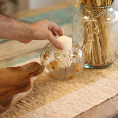 Natural Floral Glass - Large Bowl Candle Holder - Rosa - (12x13cm) product image 9