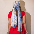 Nomad Sari Summer Marbella Print Scarf - Blue with Gold (180x50cm) product image
