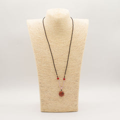 Cord Necklace Gemstone Pendant - Carnelian Sun Face product image 2