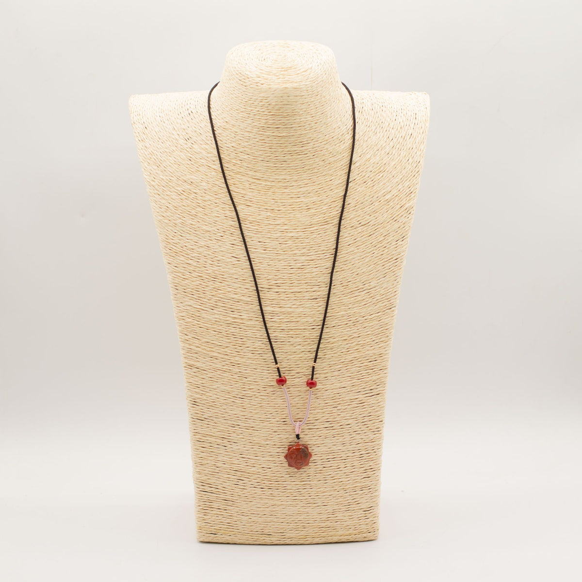 Cord Necklace Gemstone Pendant - Carnelian Sun Face product image 2