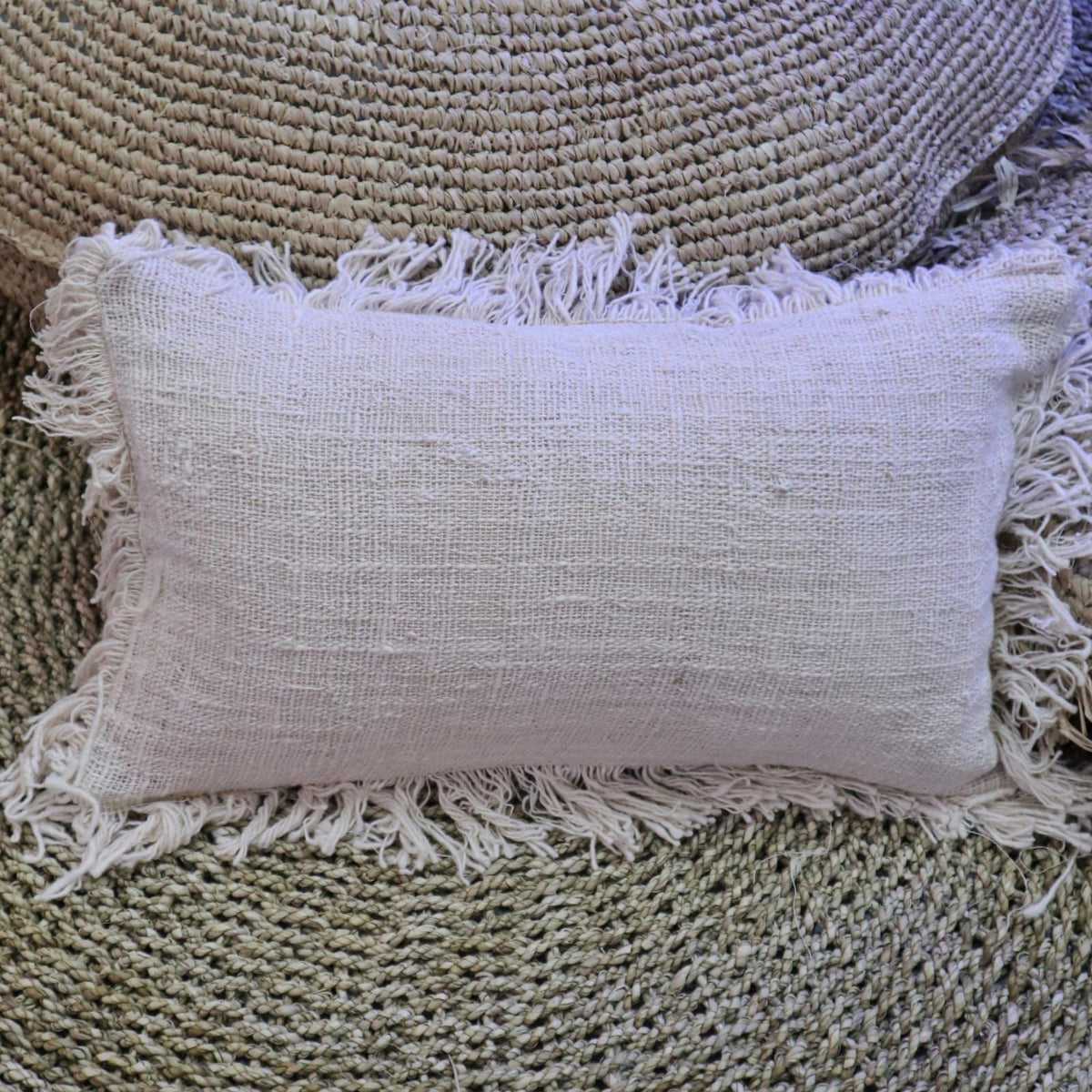 Linen Cushion Cover 30x50cm with fringe product image 3