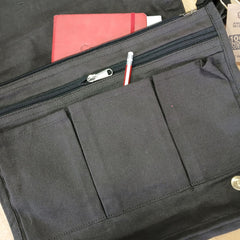 Cotton Canvas Laptop Messenger Bag - Charcoal product image 2